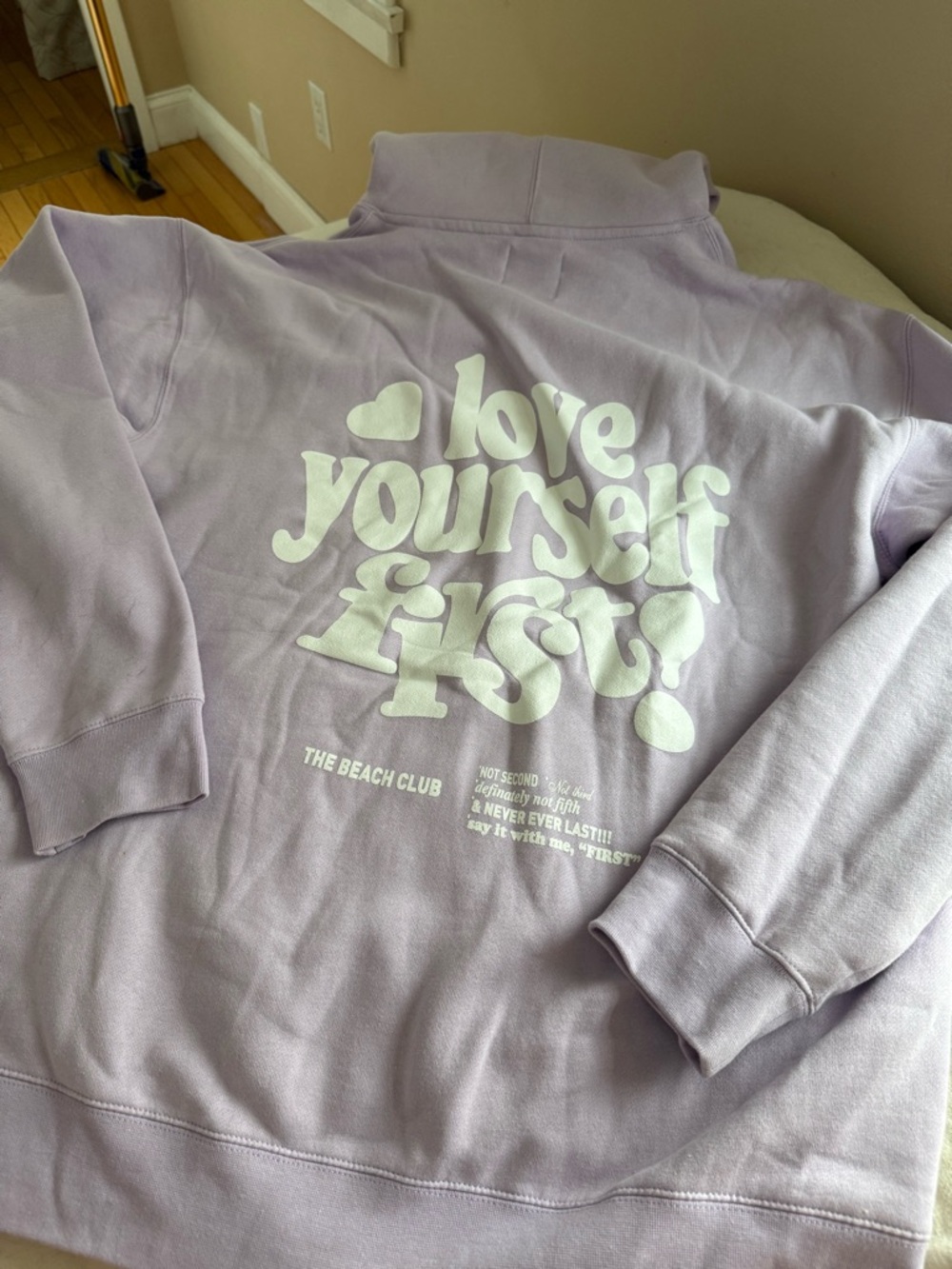 Lavender "Love Yourself First" Graphic Pullover